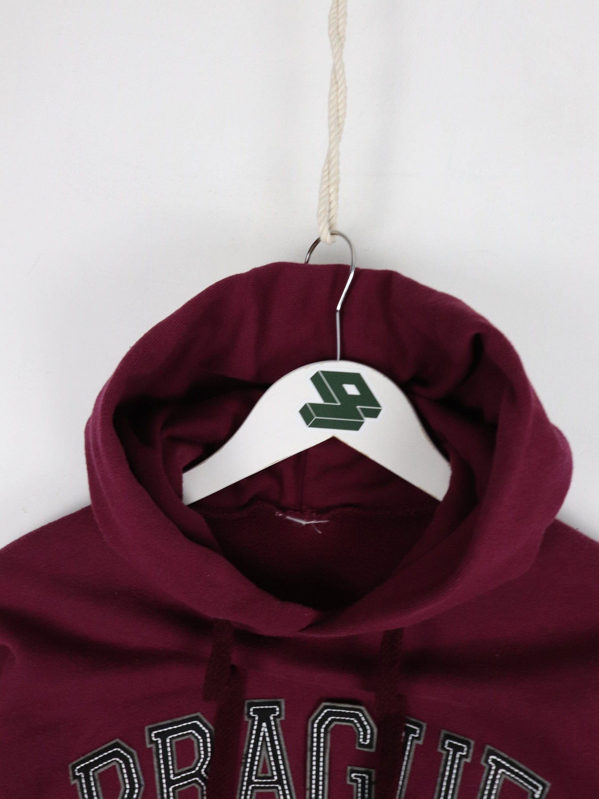 Prague Sweatshirt Mens Small Red Hoodie Spell Out from propervintagecanada