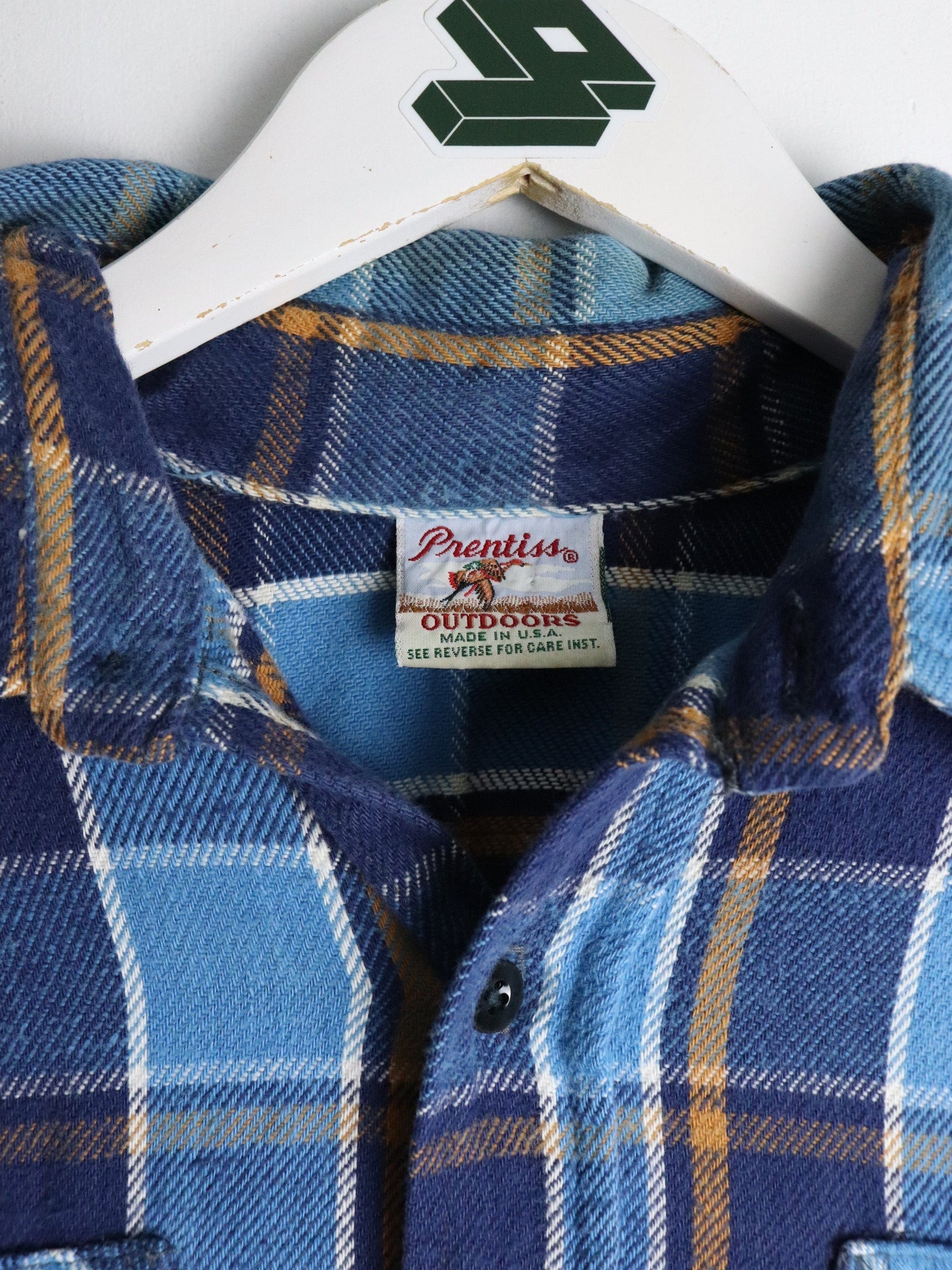 Prentiss Shirt Mens Medium Blue Flannel Button Up from propervintagecanada