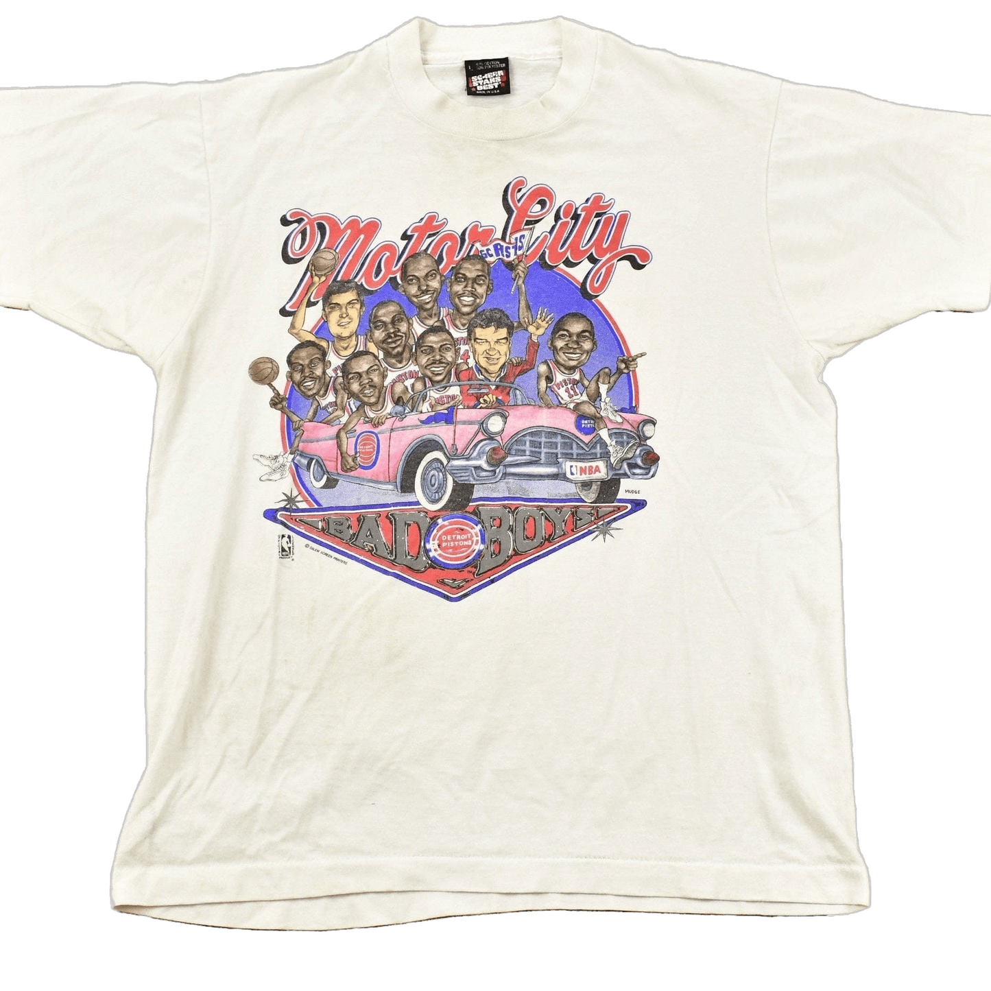 Proper Vintage Clothing > Gender Neutral Adult Clothing > Tops & Tees > T Shirts Vintage 1980s Detroit Pistons NBA Bad Boys Graphic T-shirt / Single Stitch / Motor City / Streetwear / Rare Sports Tee / Made In USA