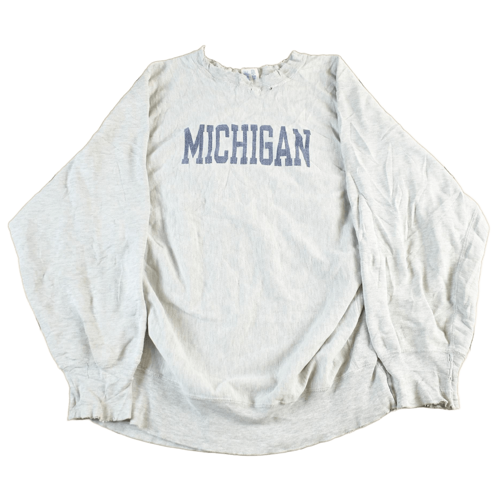Champion Clothing > Gender Neutral Adult Clothing > Hoodies & Sweatshirts > Sweatshirts Vintage 1980s University Of Michigan Distressed Champion Reverse Weave Warmup Crewneck Men's XL