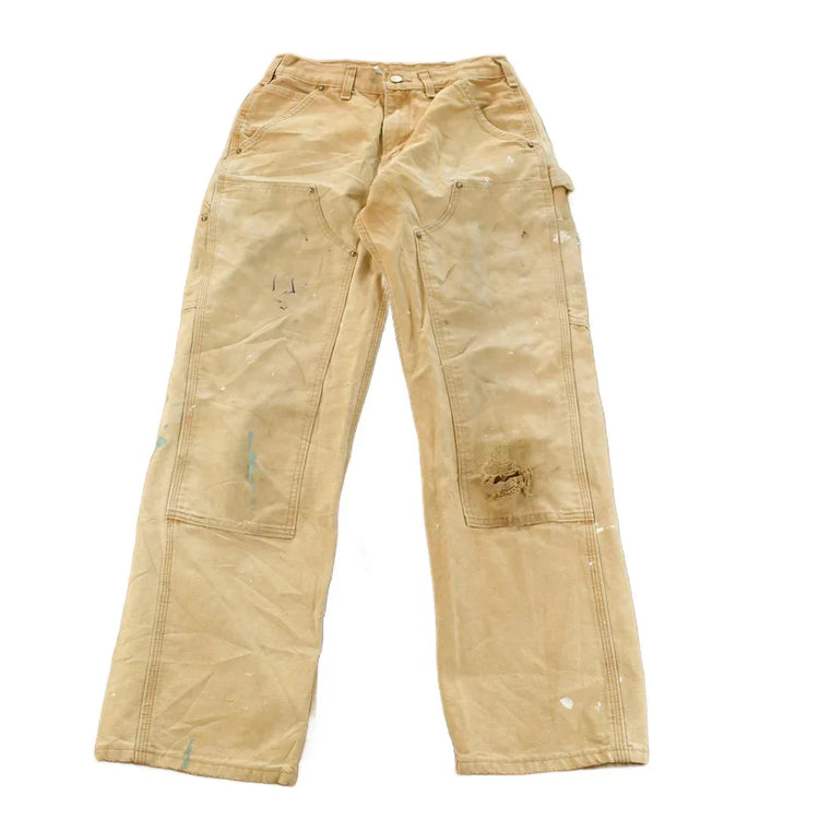 Vintage 2000s Carhartt Distressed Sun Faded Double Knee Pants Men's 28 x 28 / Y2K Carpenter Pants / Workwear / Dungarees from propervintagecanada
