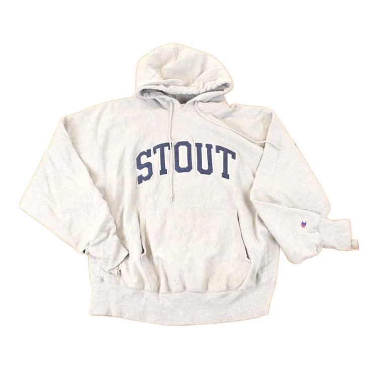 Vintage 1990's Stout Champion Reverse Weave Embroidered Hoodie Sweatshirt Mens L