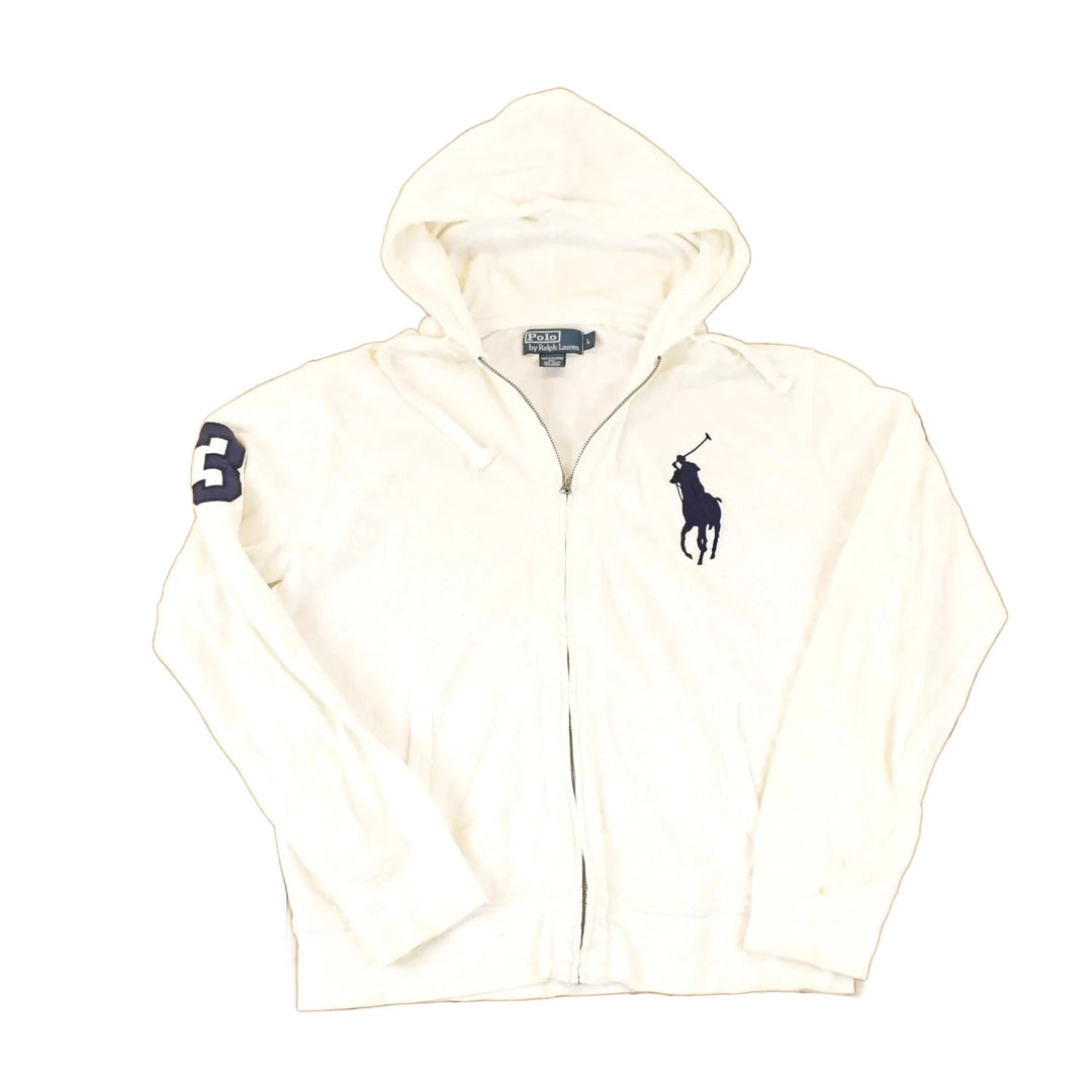 Vintage 1990s Polo By Ralph Lauren Embroidered Horse Logo Full Zip Hoodie Sweatshirt Men's M