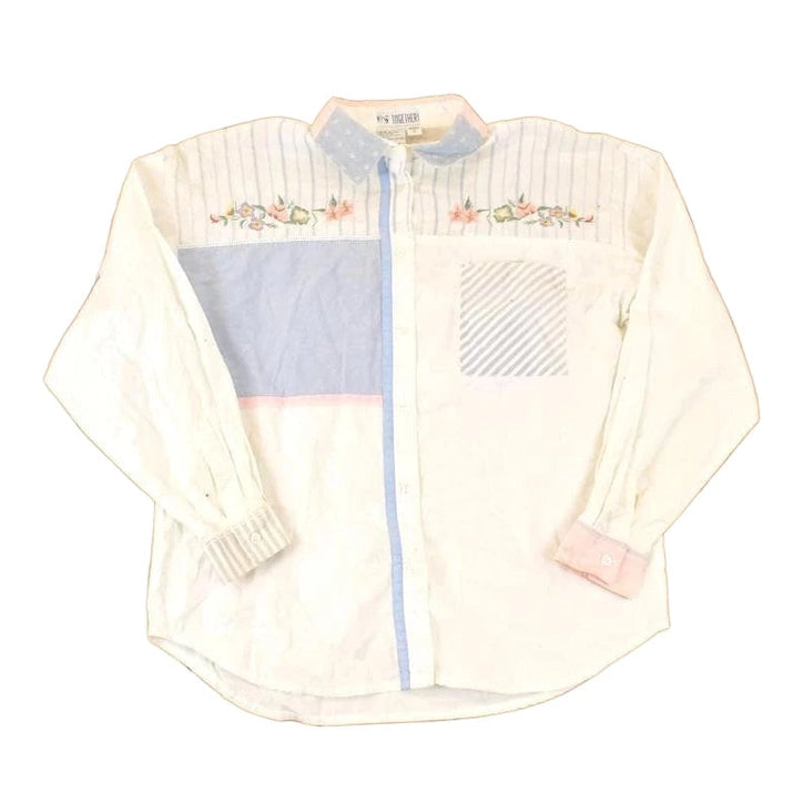 Vintage 1990s Together Embroidered Spring Farm Button Up Shirt Women's L