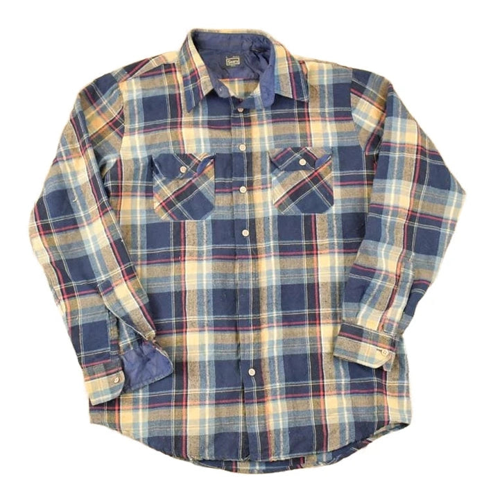 Vintage 1980s Sears Plaid Lined Button Up Shirt Men's L