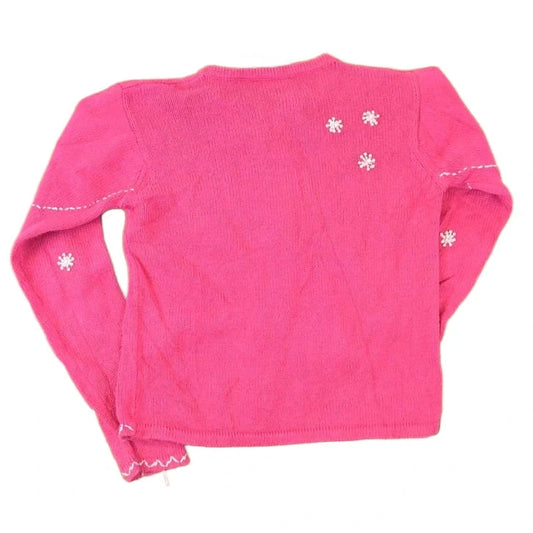 Vintage 1990s Tiara Girls Knit Cardigan Embroidered Skating Sweater Youth L