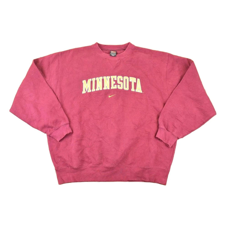 Vintage Y2K Nike Minnesota University Embroidered Swoosh Crewneck Sweater Mens XXL