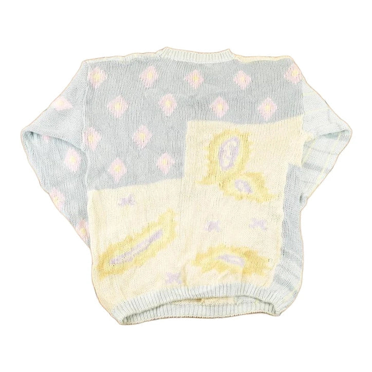 Vintage 1970s Avon Fashions Abstract Loose Knit Crewneck Sweater Womens L