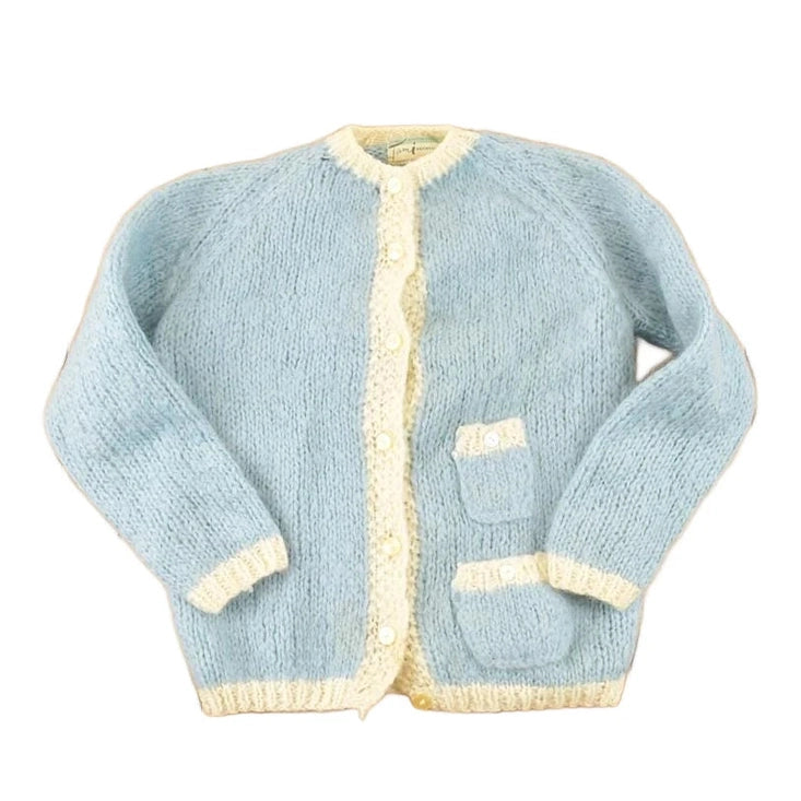 Vintage 1970s Tami Hand Knit Abstract Knit Cardigan Sweater Women's M