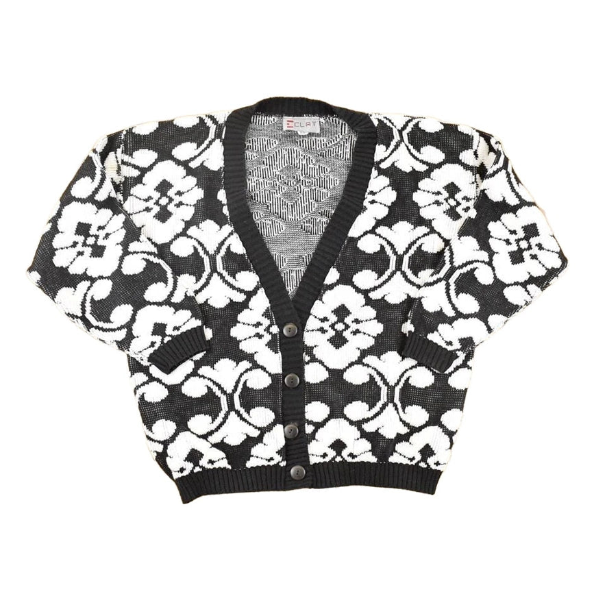 Vintage 1990s Eclat Abstract Knit Cardigan Sweater Women's XL