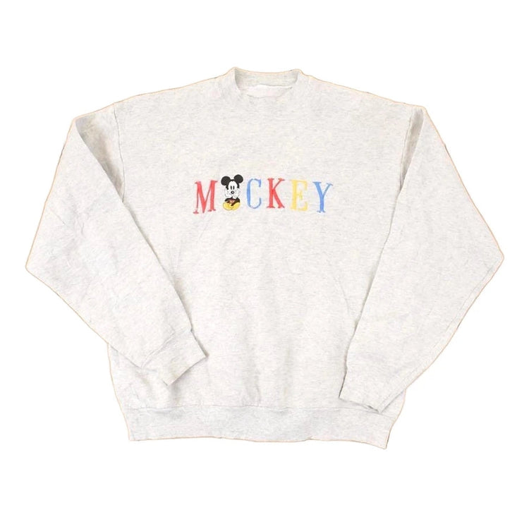 Vintage 1990s Mickey Mouse Embroidered Disney Crewneck Sweater Men's L