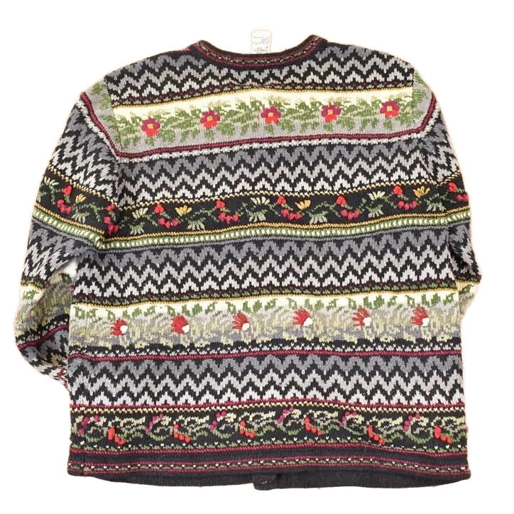 Vintage 1990s Talbots Abstract Knit Cardigan Sweater Womens S