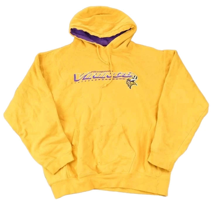 Vintage 1990s Logo Athletic Minnesota Vikings Embroidered NFL Hoodie Sweatshirt Men's L