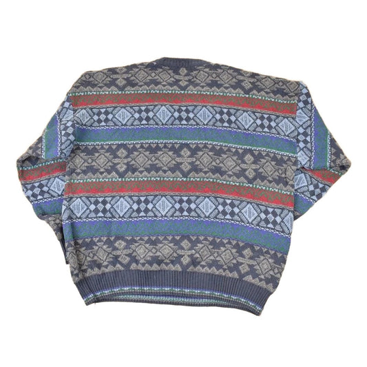 Vintage 1990s Florence Tricot Abstract Knit Crewneck Sweater Mens L