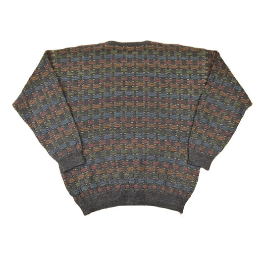 Vintage 1990s Fenzia Abstract Knit Crewneck Sweater Mens L