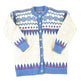 Vintage 1970's Abstract Snowflake Wool Knit Cardigan Sweater Women's S