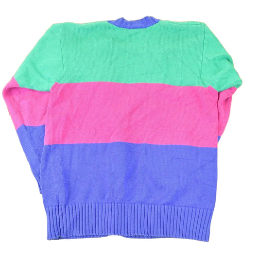 Vintage 1990s Liz Wear Color Block Abstract Knit Cardigan Sweater Womens M