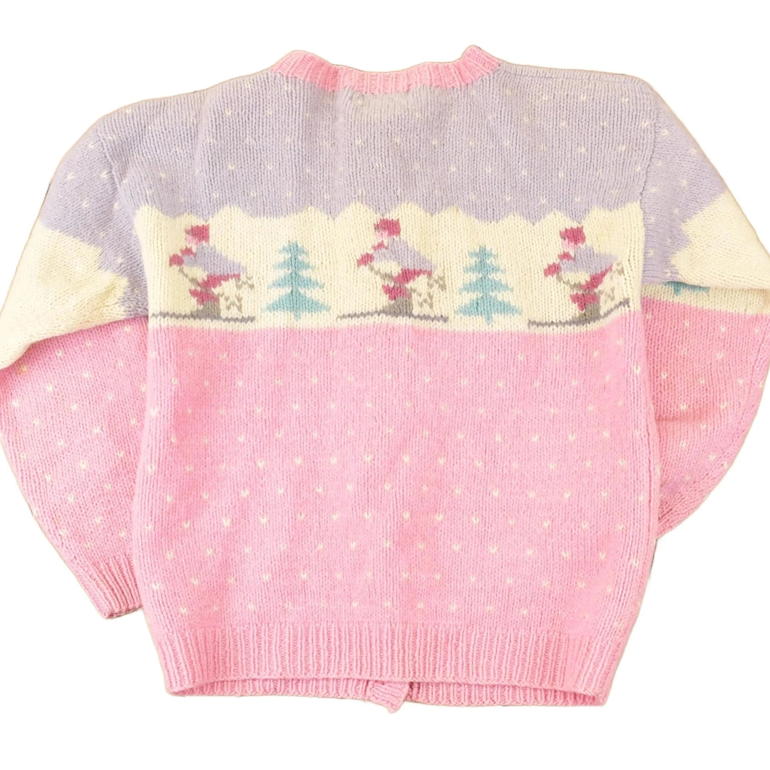 Vintage 1990s Eddie Bauer AOP Ski Wool Knit Cardigan Sweater Women's M