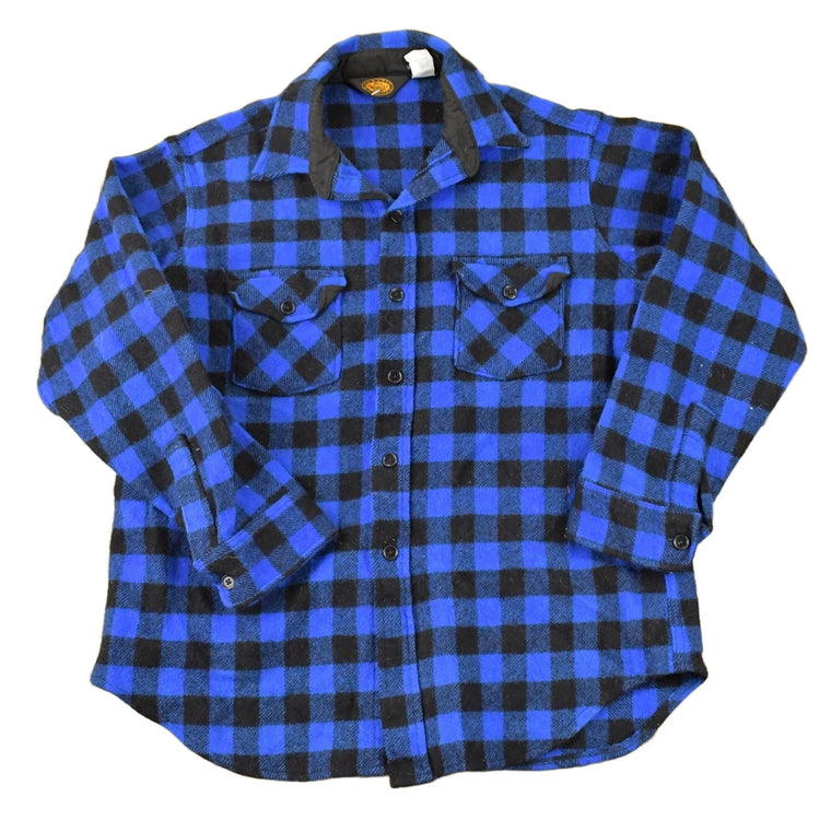 Vintage 1980s Woolrich Classic Plaid Flannel Button Up Shirt Men's L