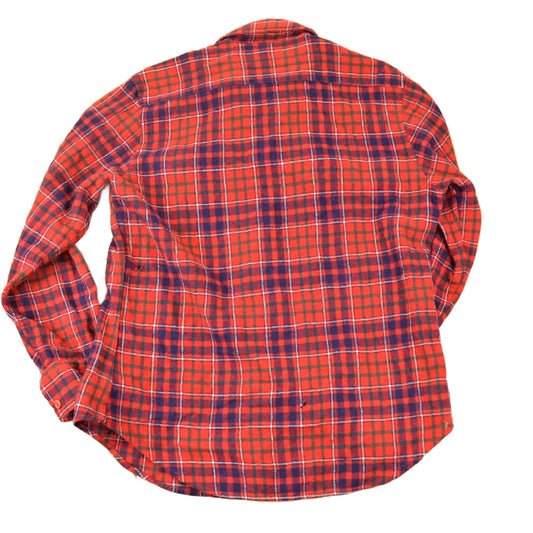 Vintage 1980s HW Virgin Wool Classic Plaid Flannel Button Up Shirt Men's M