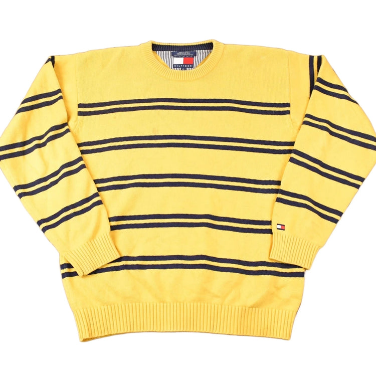 Vintage 1990s Tommy Hilfiger Striped Knit Crewneck Sweater Mens L