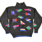 Vintage 1980s Aston Abstract Wool Knit Turtleneck Sweater Mens S from propervintagecanada