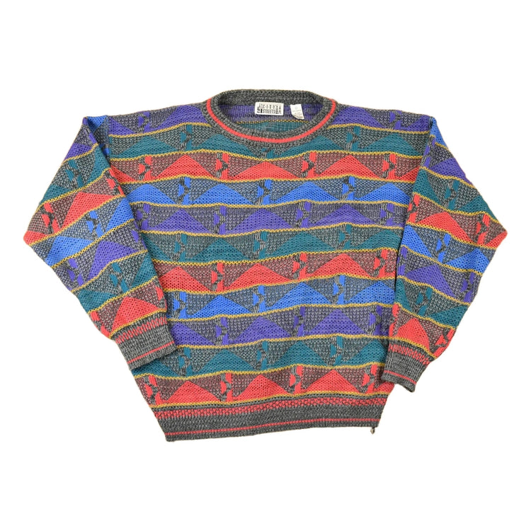 Vintage 1990s City Streets Abstract Knit Crewneck Sweater Mens L