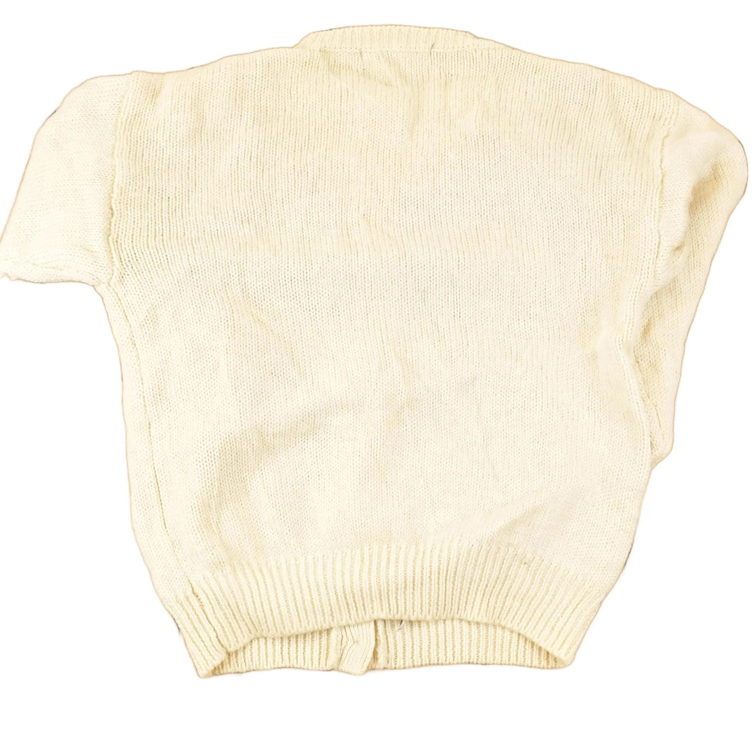 Vintage 1990s Tulchan Floral Abstract Wool Knit Cardigan Sweater Women's M