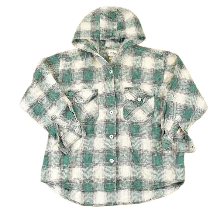 Vintage 1990s In Style New York Plaid Button Up Hoodie Men's M