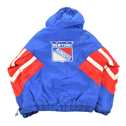 Vintage 1990s New York Rangers NHL Starter Hooded Anorak Jacket Youth XL