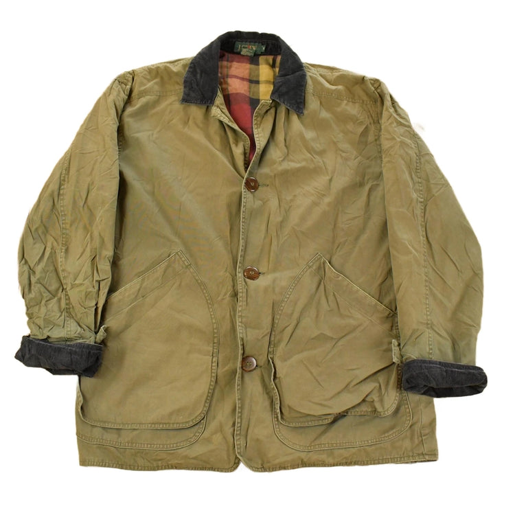 Vintage 1990s J. Crew Plaid Lined Chore Coat Men's Small