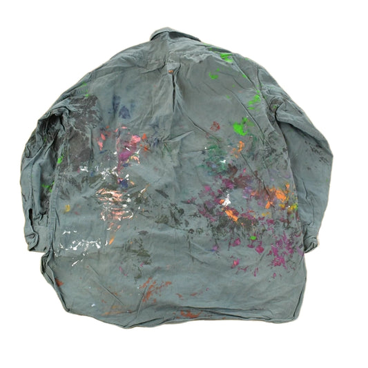 Vintage 1960s Champion Paint Splatter Button Up Shirt Men's Large