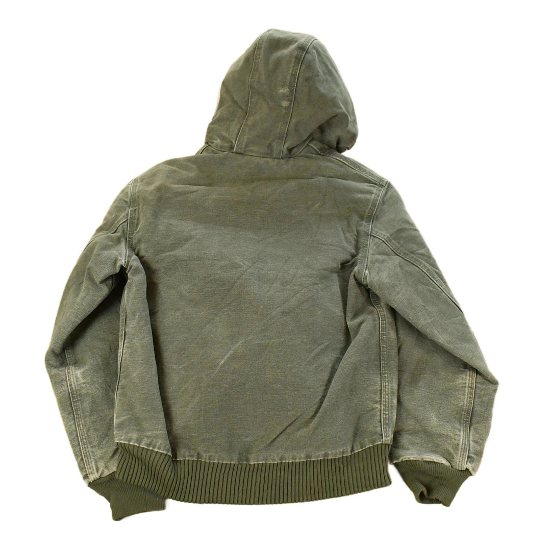 Vintage 1990s Carhartt Hooded Distressed Work Jacket Youth Large