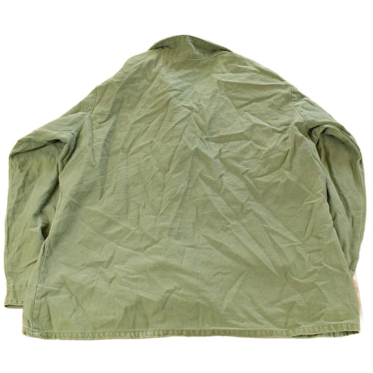 Vintage 1970s Distressed OG-107 Military Sateen Shirt Men's Large