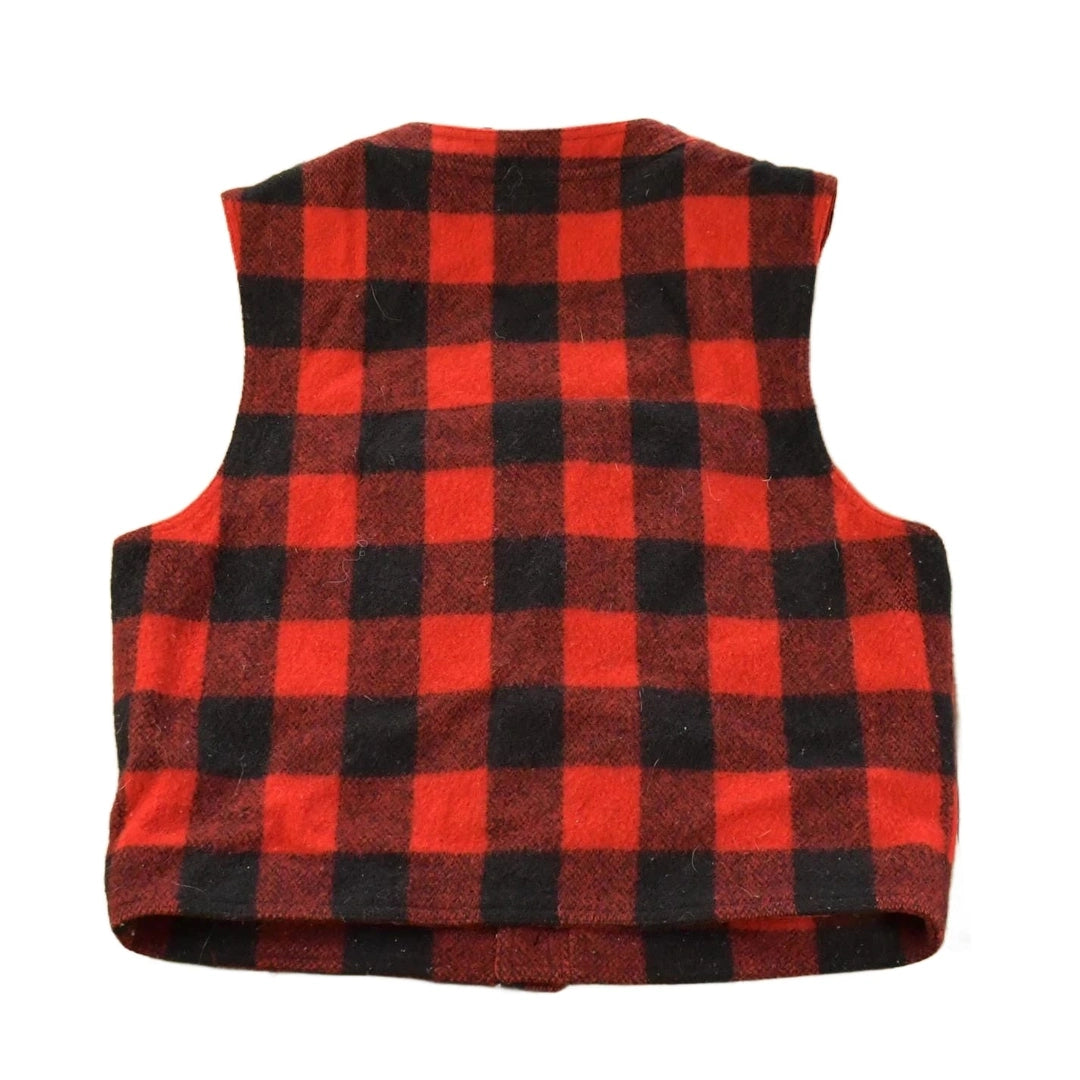 Vintage 1990s Banana Republic Wool Buffalo Plaid Snap On Vest Jacket Men's Medium