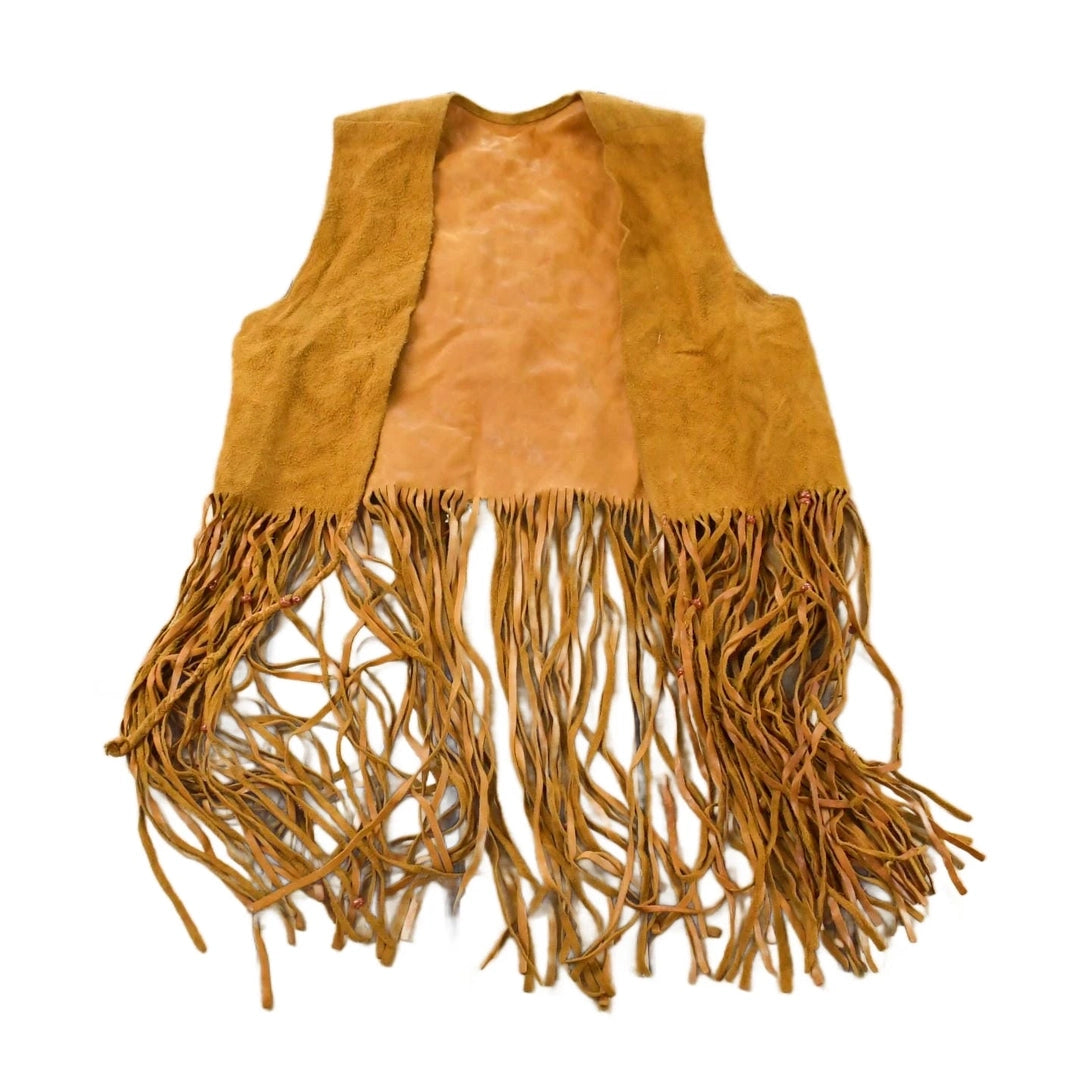 Vintage 1960s Genuine Leather Western Fringe Vest Jacket Women's S