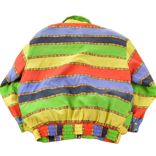 Vintage 1980s Fuda International All Over Print Silk Windbreaker Jacket Women's Medium