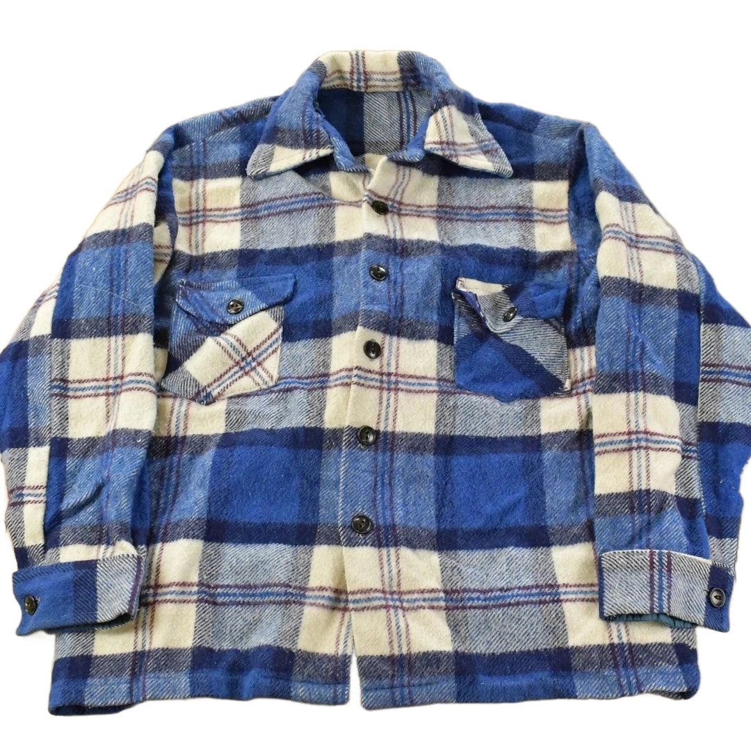 Vintage 1980s Wool Flannel Shirt Jacket Men's Medium