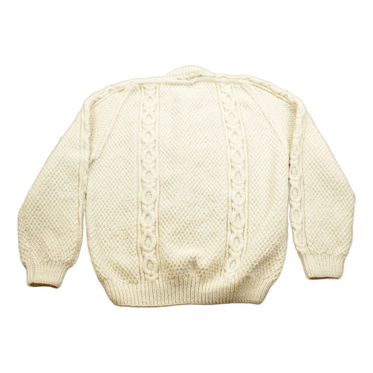 Vintage 1990s 3D Cable Knit Button Up Wool Sweater Women's M