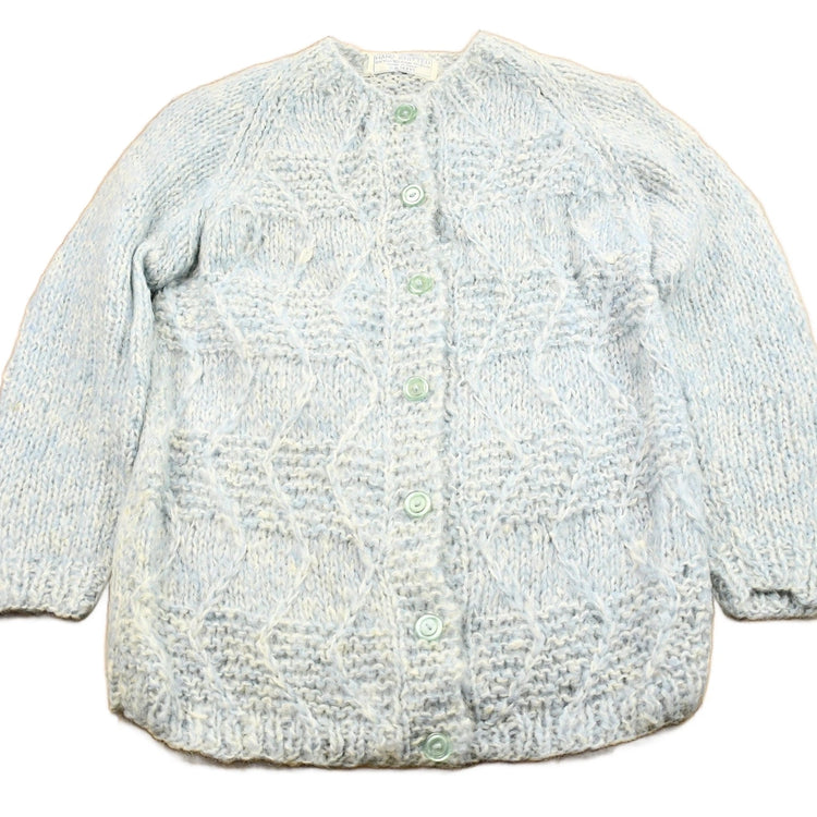 Vintage 1980s Mohair Wool Hand Knit Cardigan Sweater Women's S