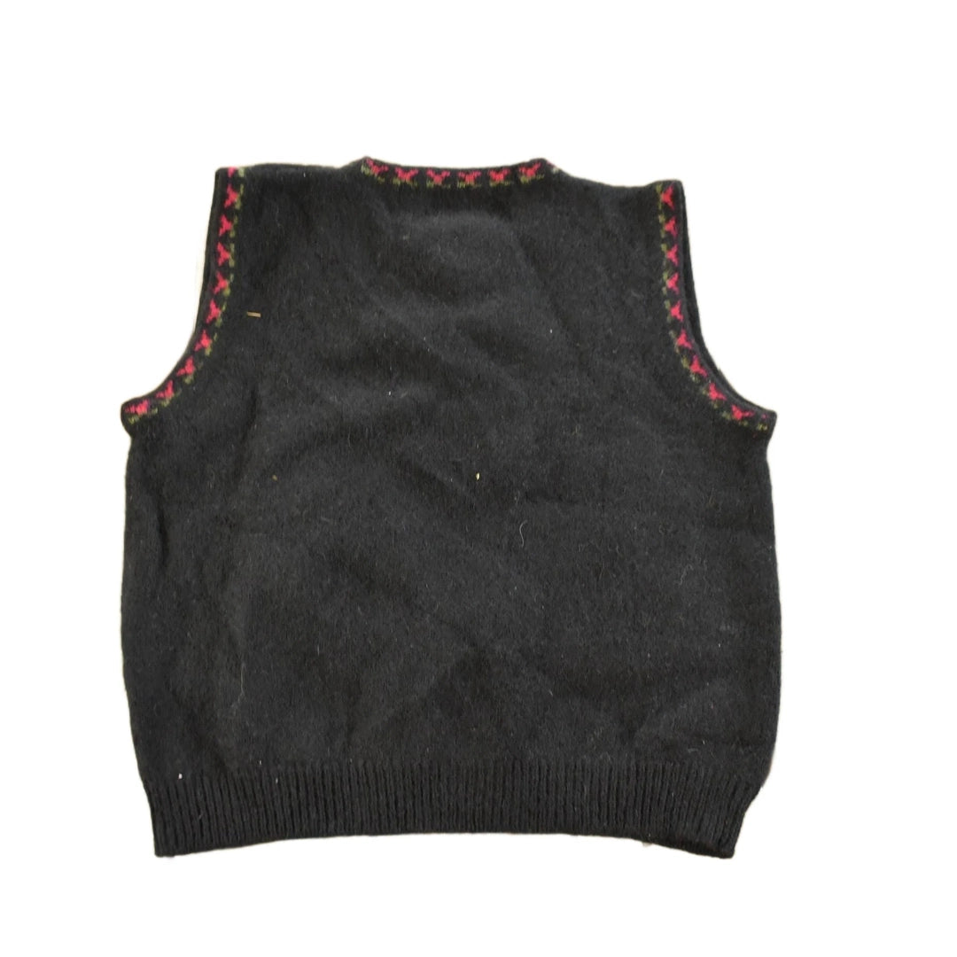 Vintage 1989 Susan Bristol Wool Knit Floral Sweater Vest Women's XS