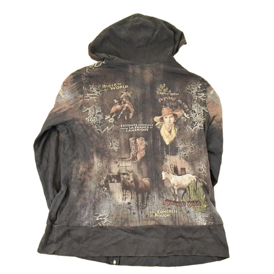 Vintage Y2K Buffalo Bill AOP Zip Up Hoodie Shirt Womens L