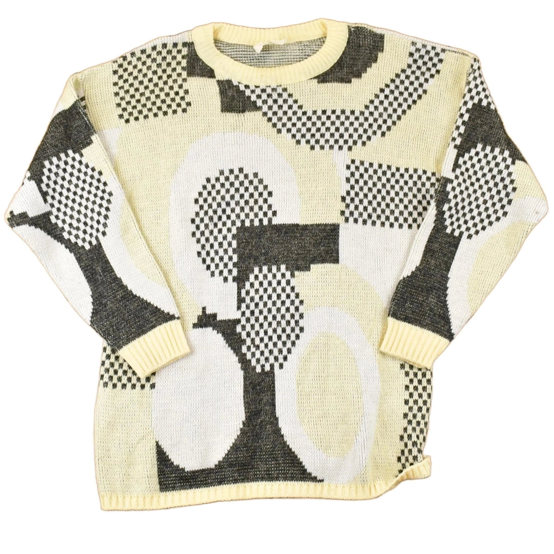 Vintage 1980s Carlcom Abstract Knit Crewneck Sweater Womens M