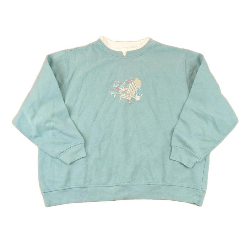 Vintage 1990s Shenanigans Embroidered Country Chair Double Collar Crewneck Sweatshirt Womens XXL