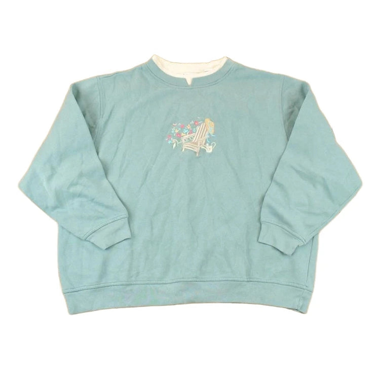 Vintage 1990s Shenanigans Embroidered Country Chair Double Collar Crewneck Sweatshirt Womens XXL