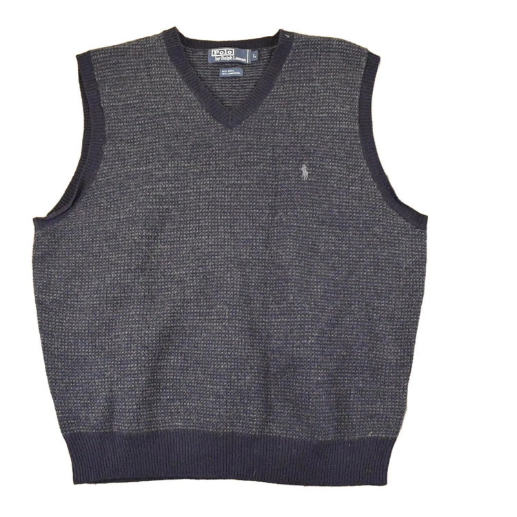Vintage 1990s Polo By Ralph Lauren Abstract Wool Knit V Neck Sweater Vest Mens L