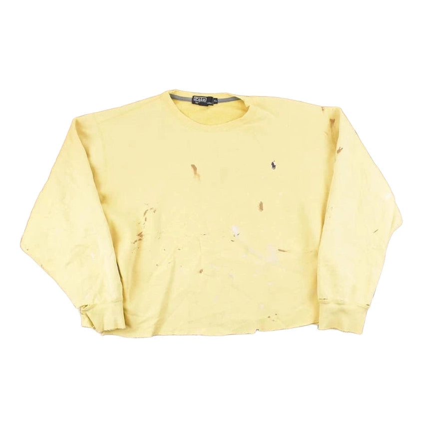 Vintage 1990s Polo By Ralph Lauren Distressed Painters Crewneck Sweatshirt Women's Cropped XL