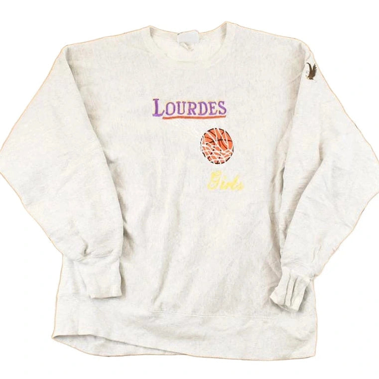 Vintage 1990s Lourdes Girls Basketball Cross Grain Crewneck Sweatshirt Women's XL