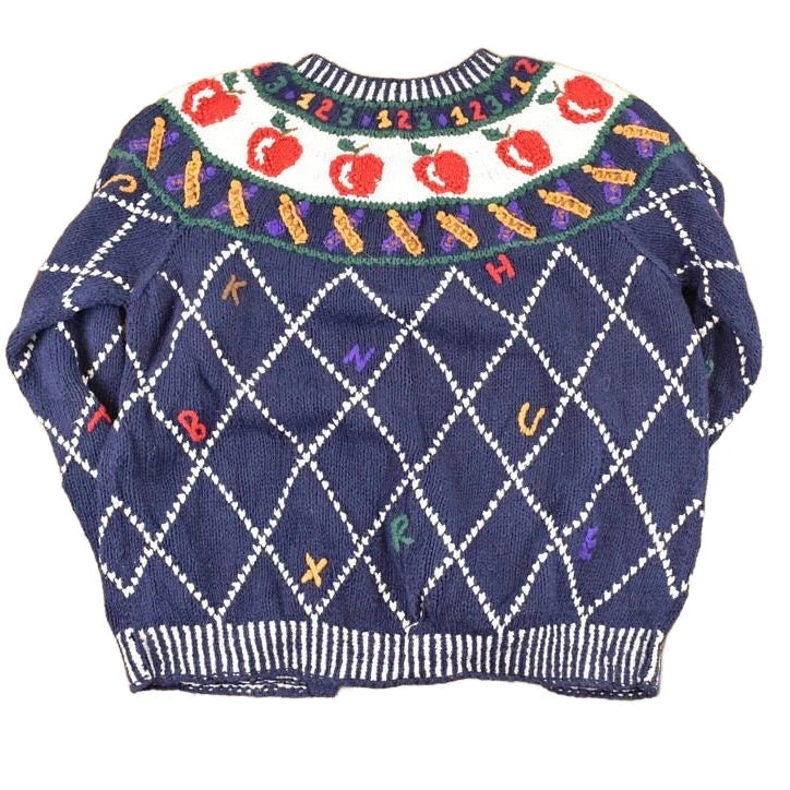 Vintage 1990s Cape Isle Knitters Apple Hand Knit Cardigan Sweater Women's L