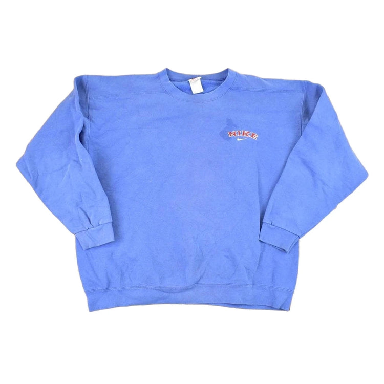 Vintage 1990s Nike Embroidered Mini Swoosh Block Logo Sweatshirt Men's L